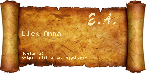 Elek Anna névjegykártya