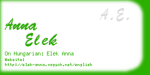 anna elek business card